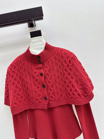 Chan NEW Knitted cape sweater set