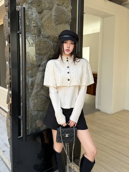 Chan NEW Knitted cape sweater set