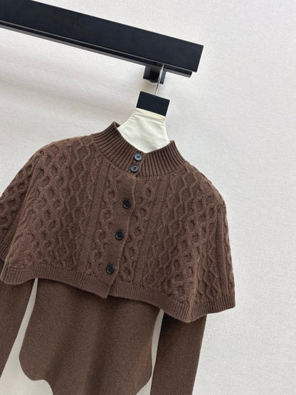 Chan NEW Knitted cape sweater set