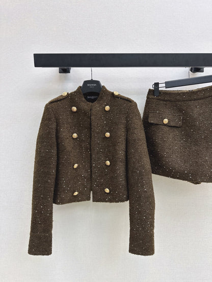 Ba1 NEW button jacket divided skirts set