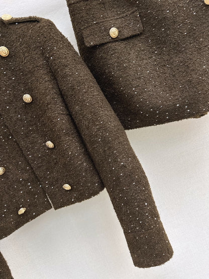 Ba1 NEW button jacket divided skirts set