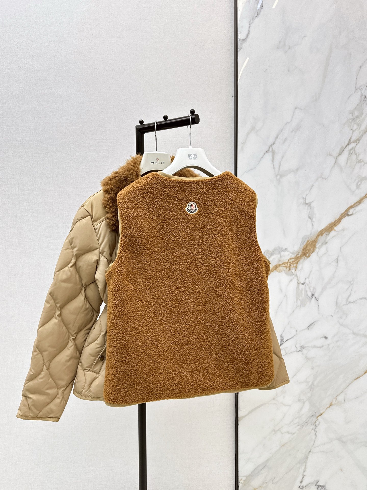 Monc NEW Teddy bear vest + drawstring down jacket set