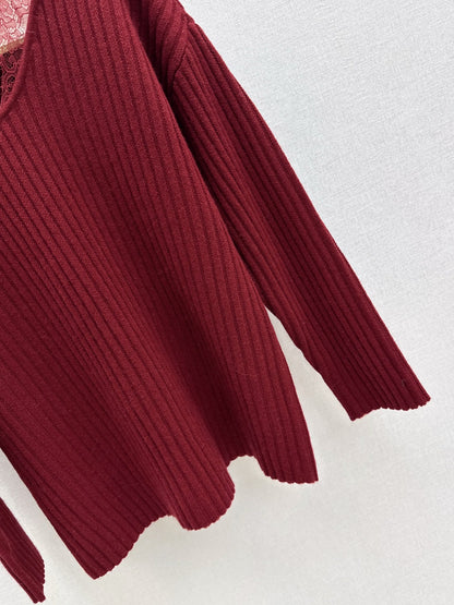 Es NEW lace patchwork sweater