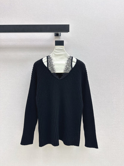 Es NEW lace patchwork sweater