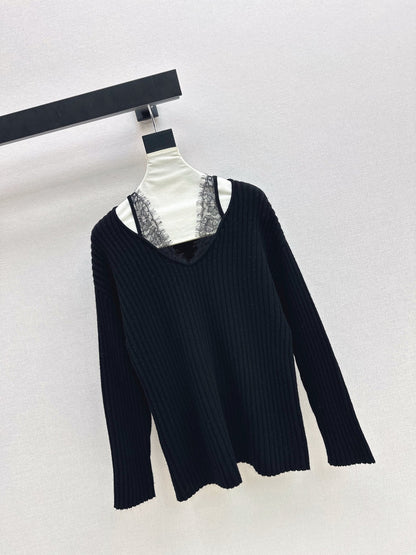 Es NEW lace patchwork sweater