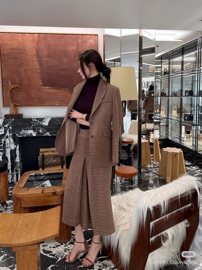 Ce1i NEW plaid high-waisted skirt pants