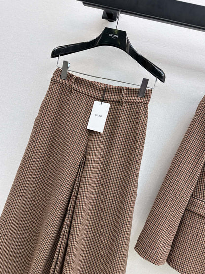 Ce1i NEW plaid high-waisted skirt pants