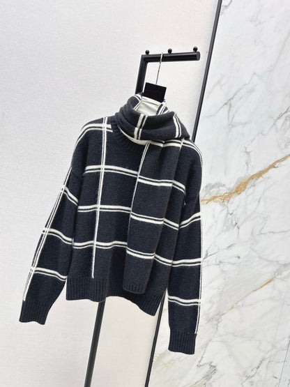 Brun NEW striped sweater + scarf