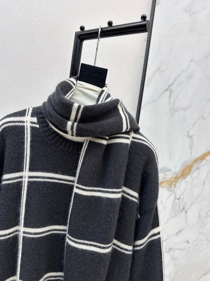 Brun NEW striped sweater + scarf
