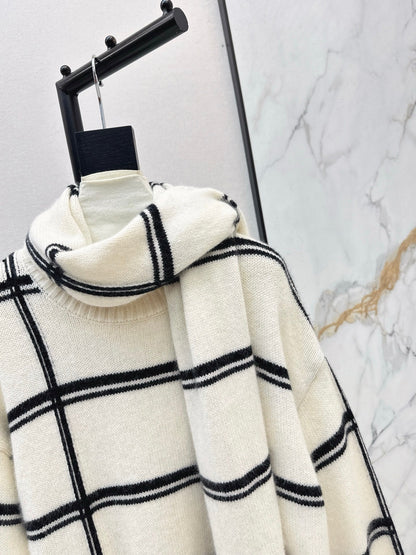 Brun NEW striped sweater + scarf