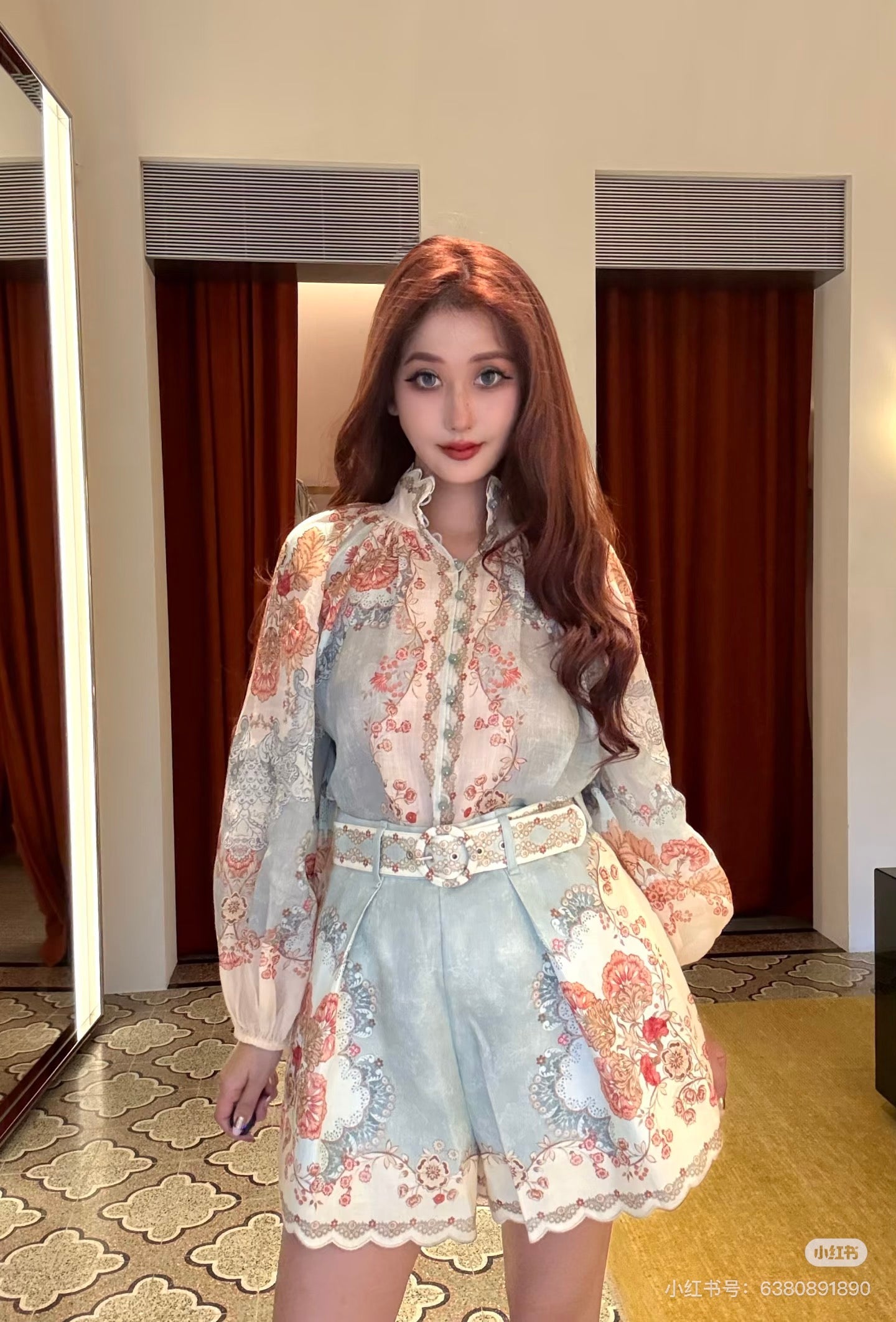 Zimm NEW flower print belted short