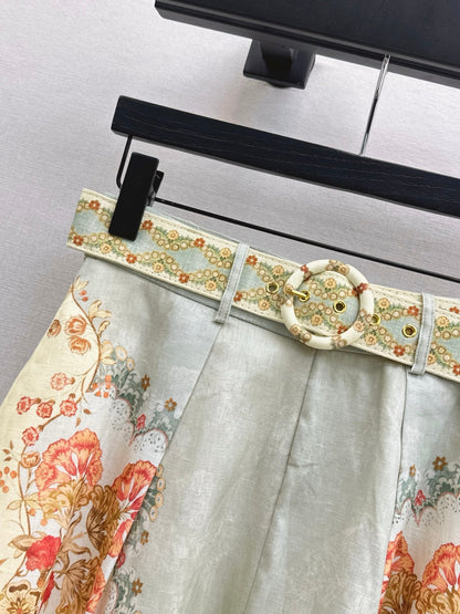 Zimm NEW flower print belted short