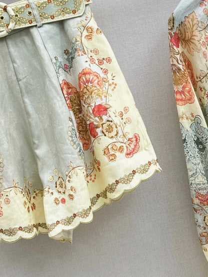 Zimm NEW flower print belted short