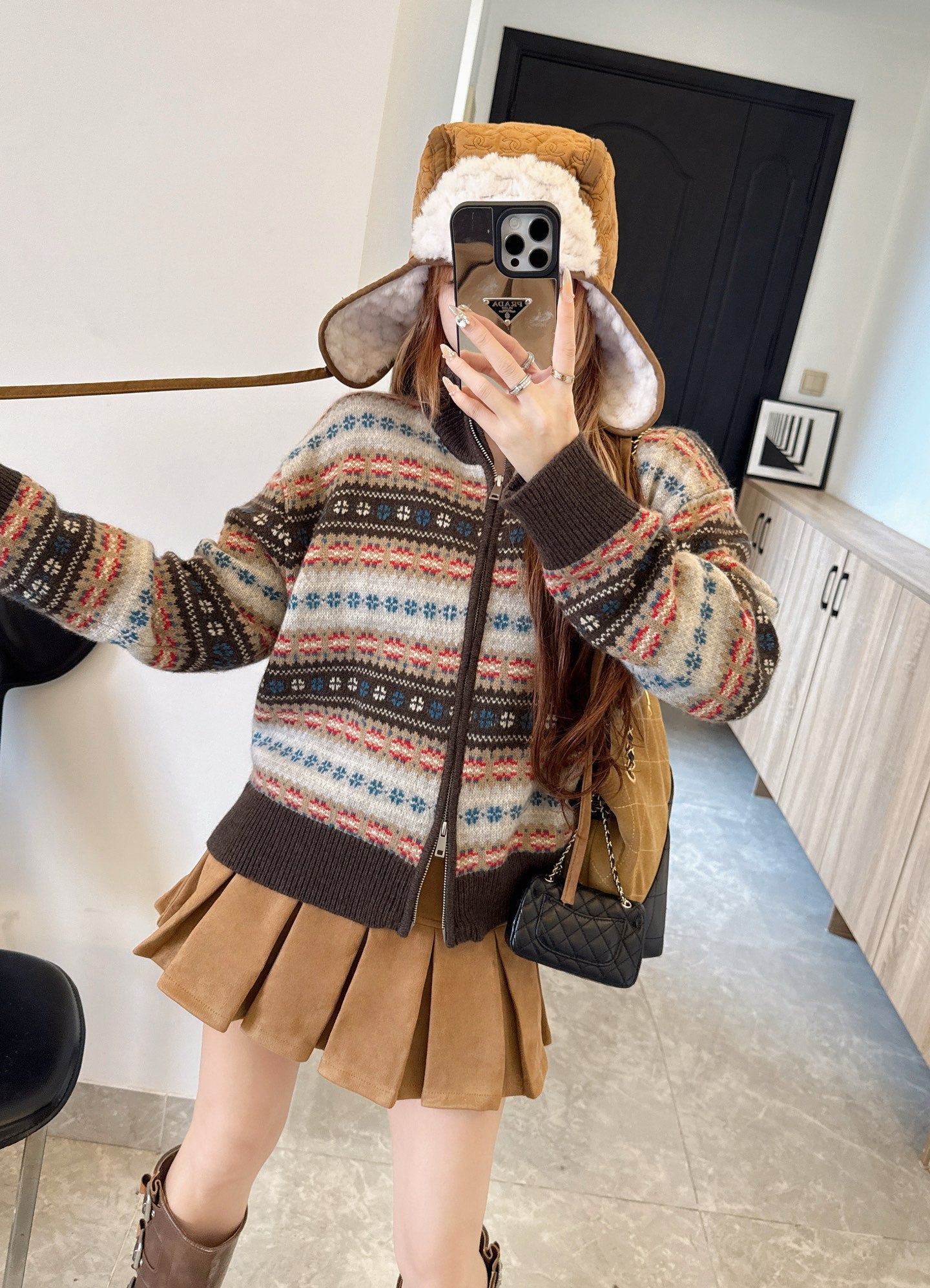 Loro NEW fair Isle knitted cardigan