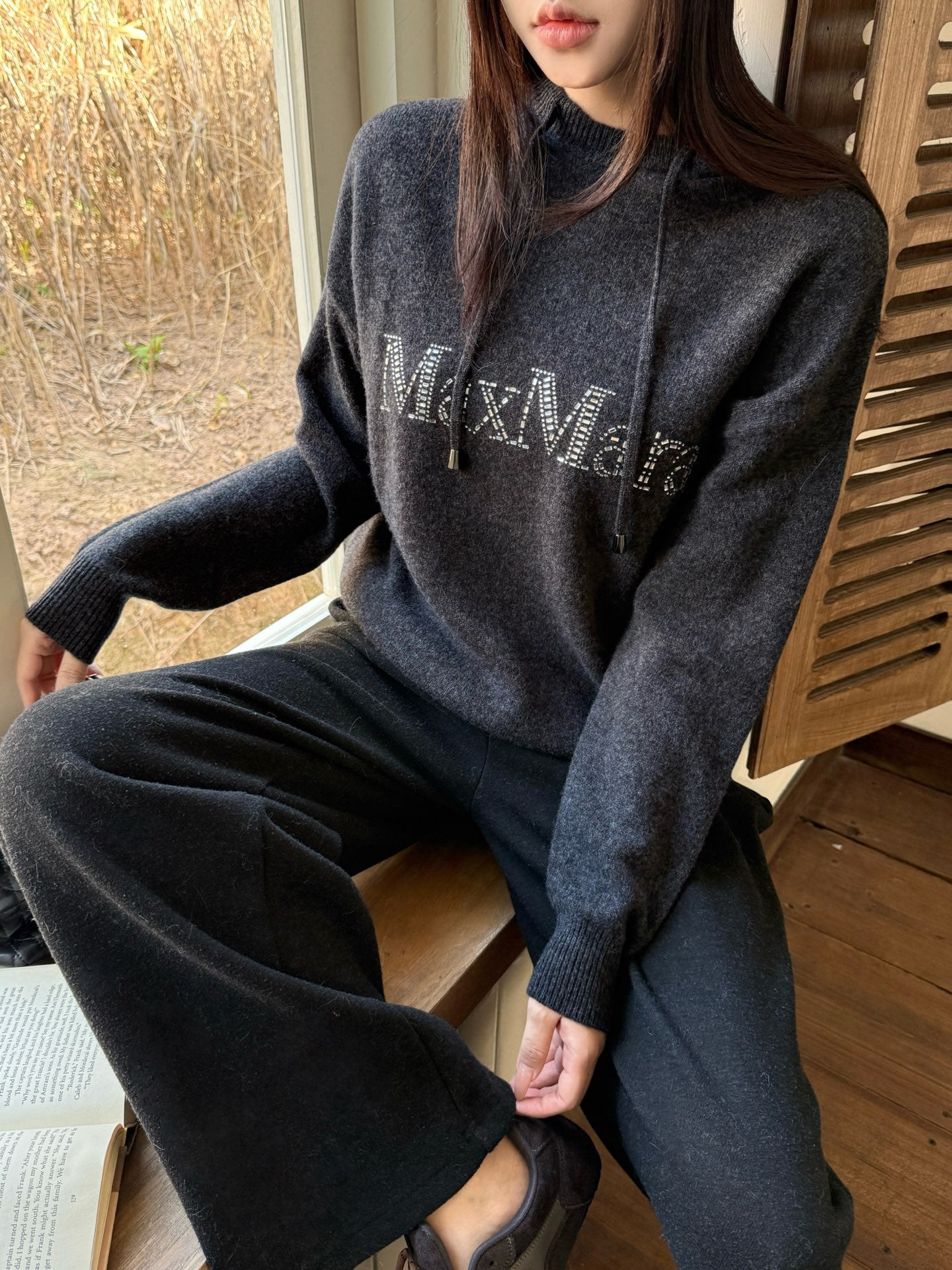 Max NEW rhinestone hooded sweater