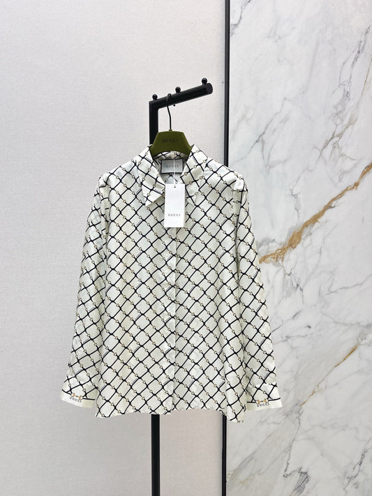 Guc NEW plaid print Silk Shirt