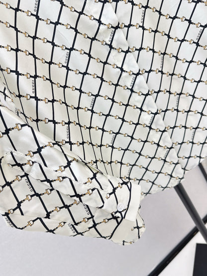 Guc NEW plaid print Silk Shirt