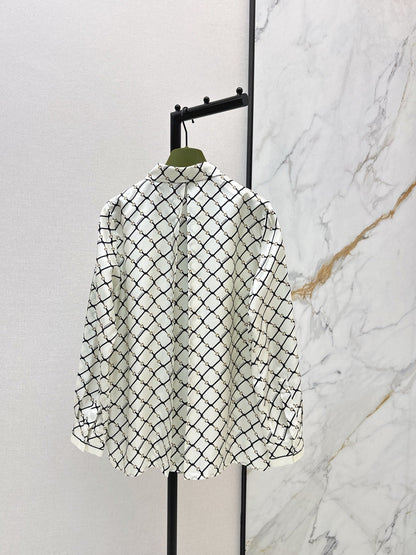 Guc NEW plaid print Silk Shirt