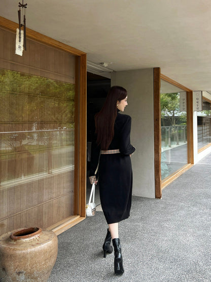 Bur NEW 2in1 contrast wool dress