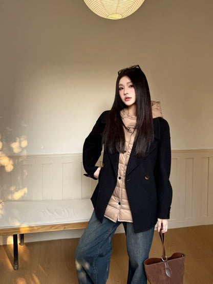 Max NEW hooded down vest+woolen jacket