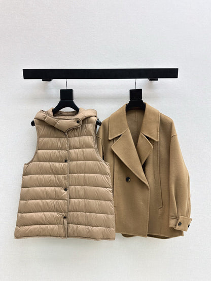 Max NEW hooded down vest+woolen jacket