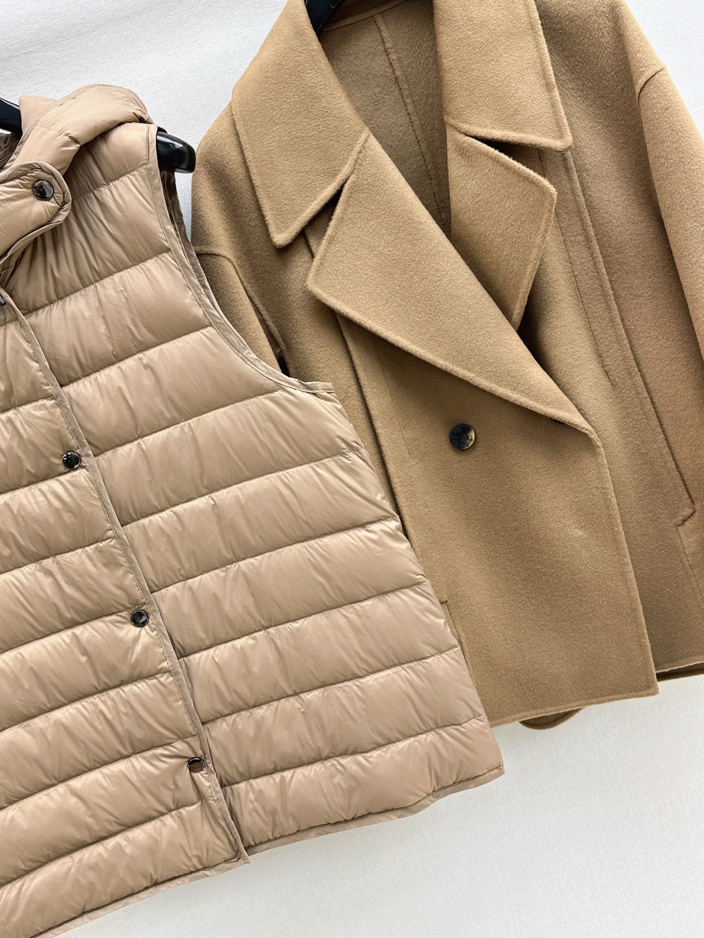 Max NEW hooded down vest+woolen jacket