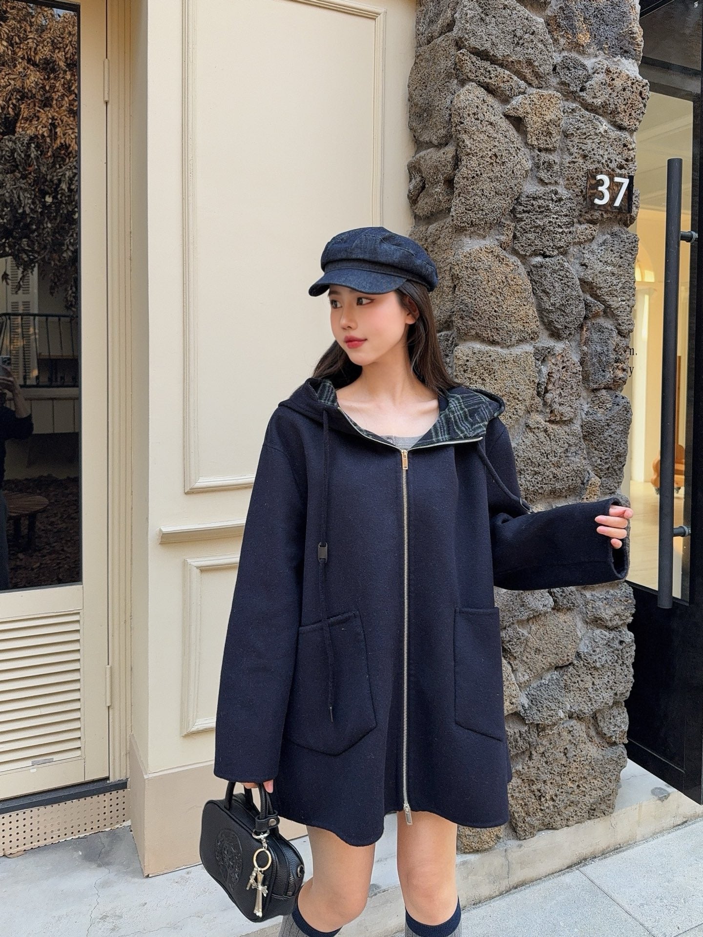 Ce1i NEW  hooded woolen iacket