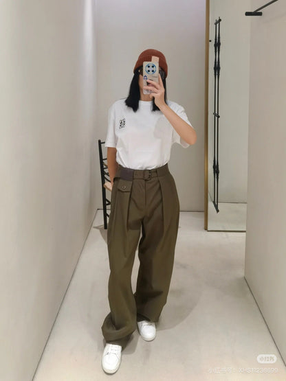 Loe NEW Pleated leather label trousers