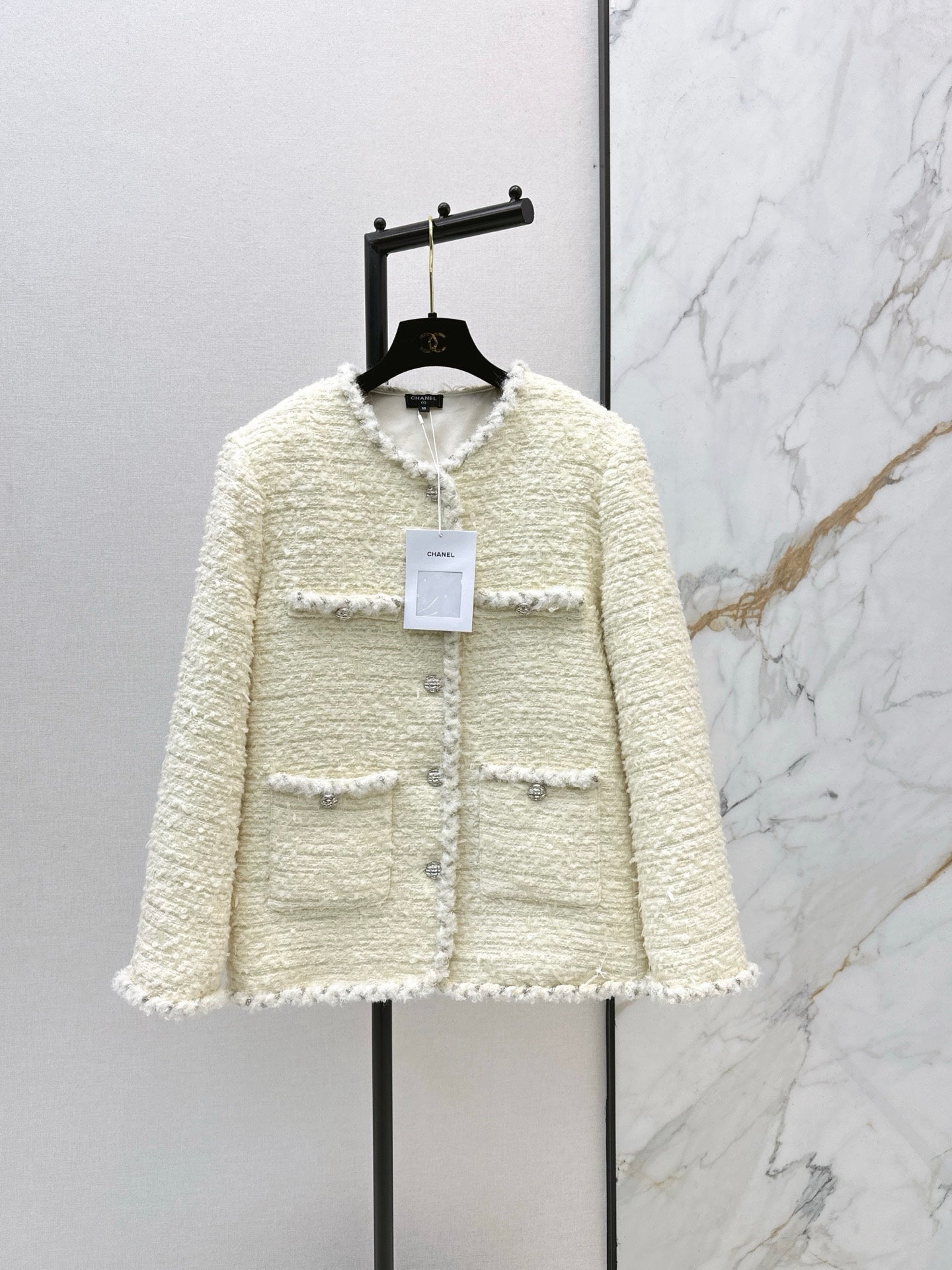 Chan NEW woven tweed down jacket