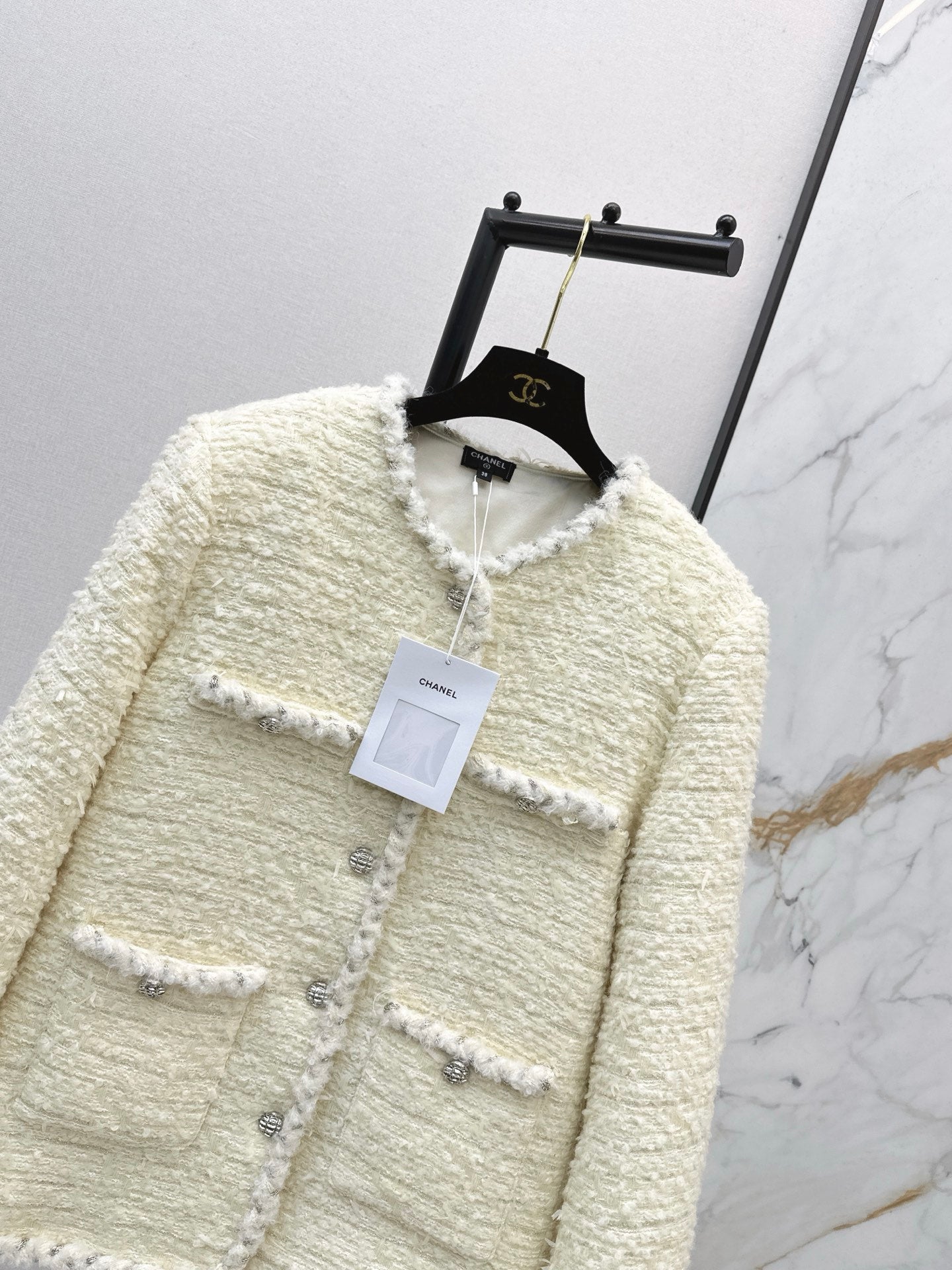 Chan NEW woven tweed down jacket