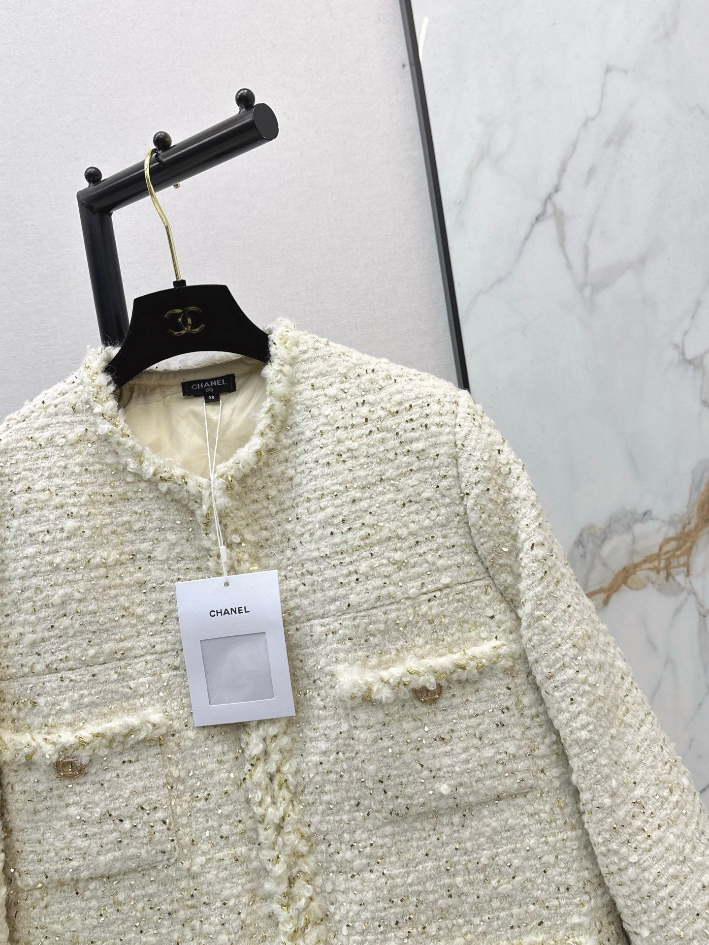 Chan NEW woven  tweed down jacket