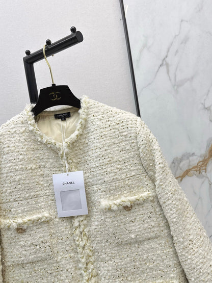 Chan NEW woven  tweed down jacket