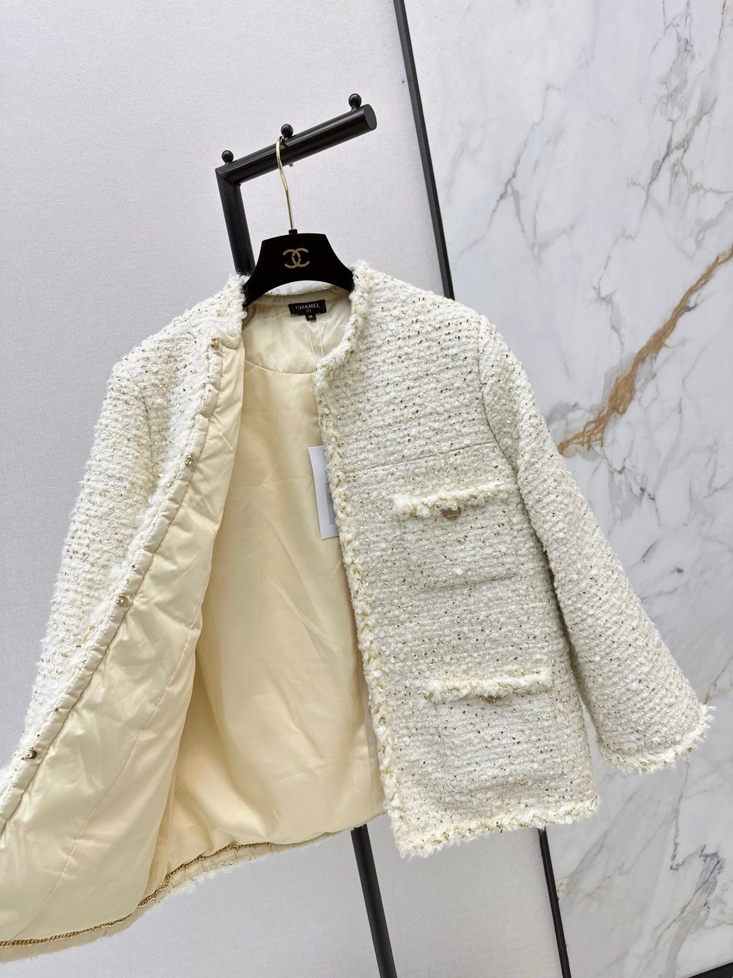 Chan NEW woven  tweed down jacket