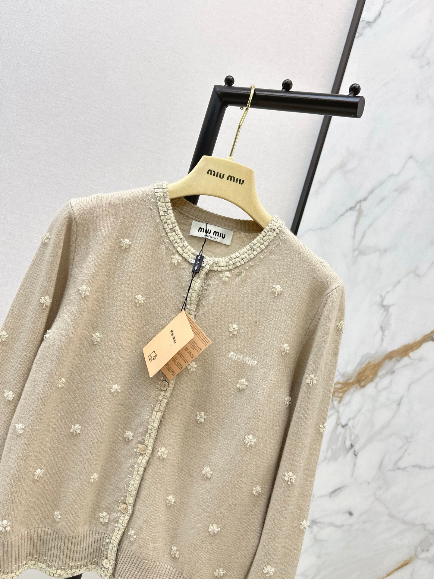 Miu NEW beading flower cardigan