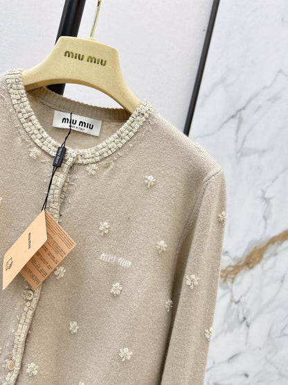 Miu NEW beading flower cardigan