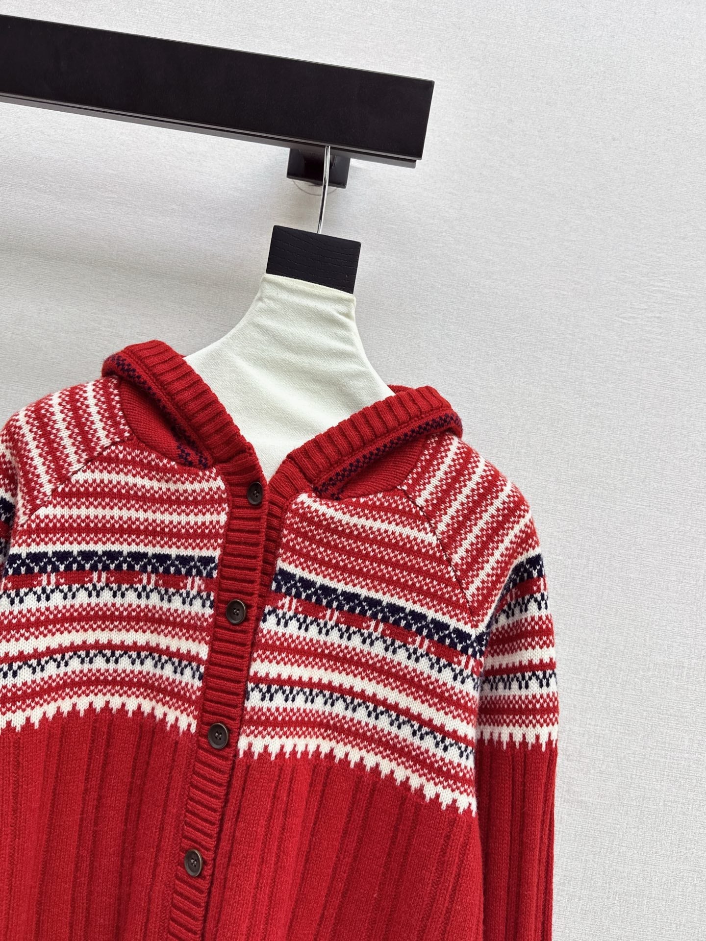 Loro NEW Fair Isle hooded knitted cardigan