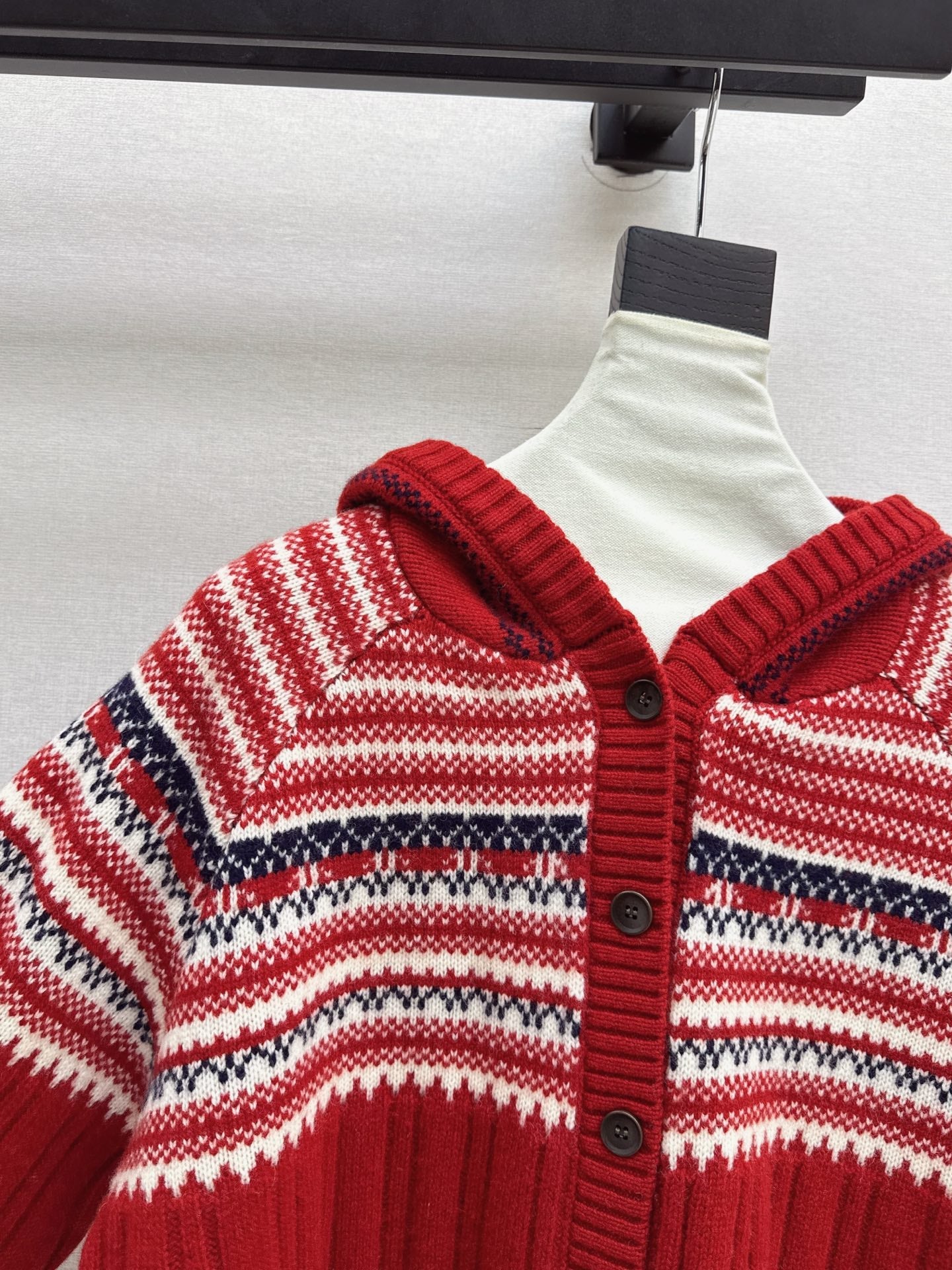Loro NEW Fair Isle hooded knitted cardigan
