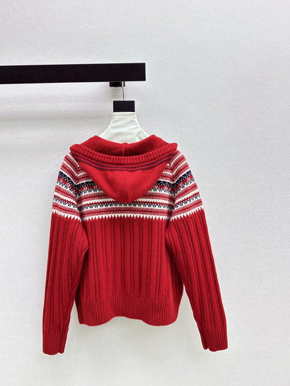 Loro NEW Fair Isle hooded knitted cardigan