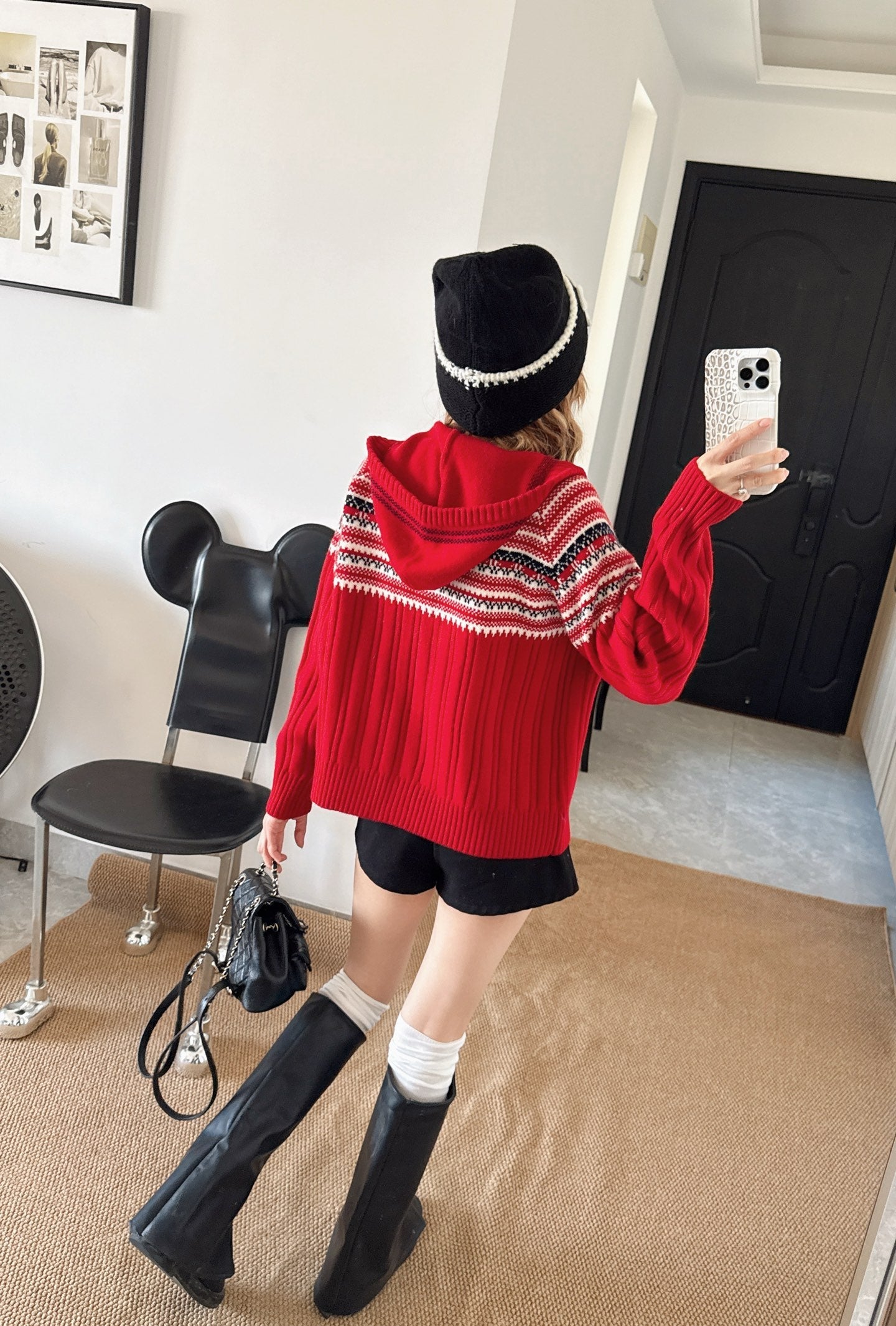 Loro NEW Fair Isle hooded knitted cardigan