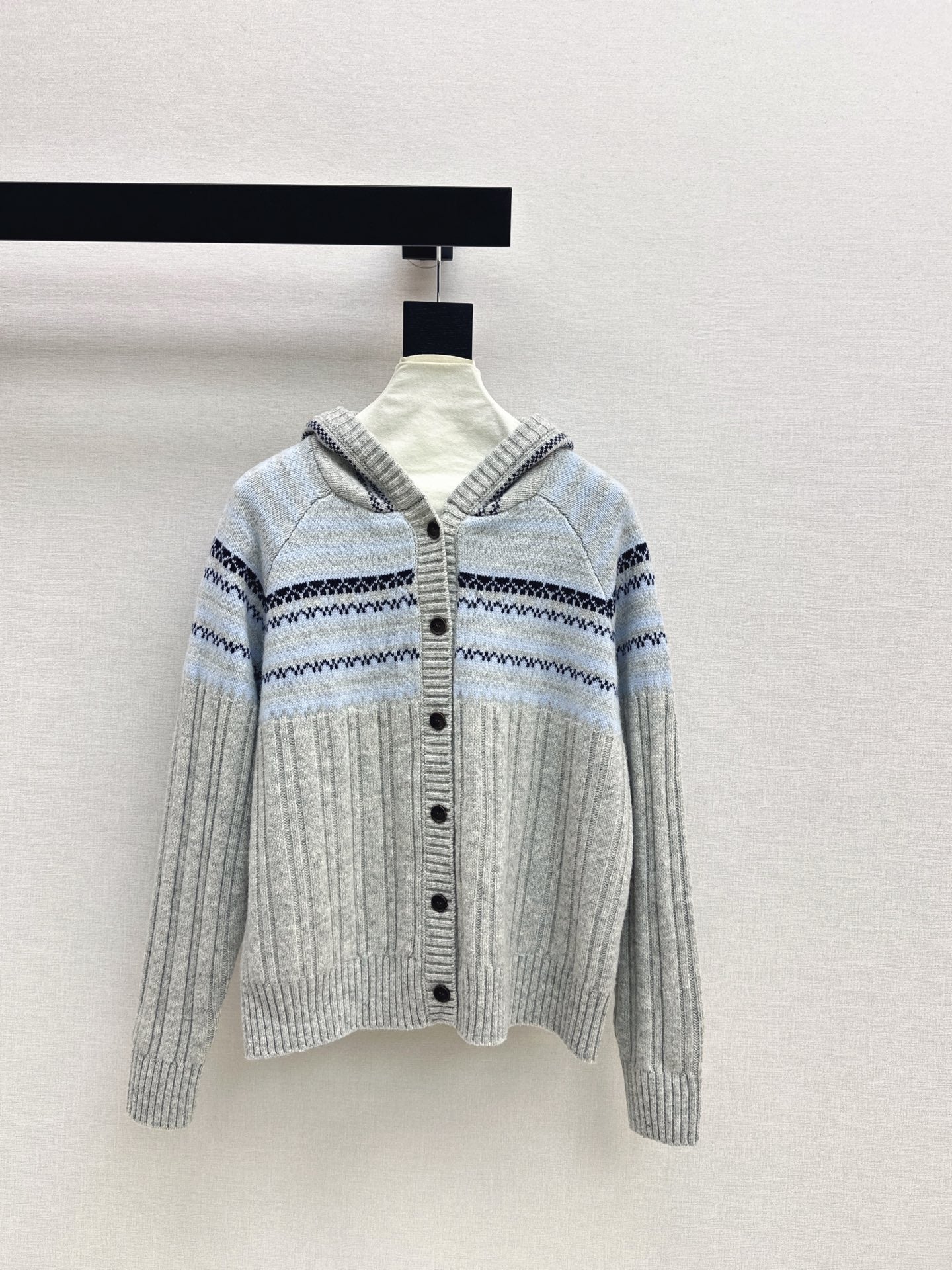 Loro NEW Fair Isle hooded knitted cardigan