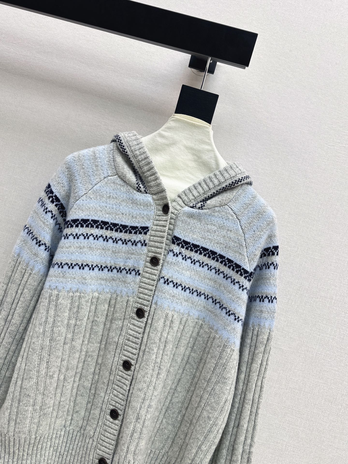 Loro NEW Fair Isle hooded knitted cardigan