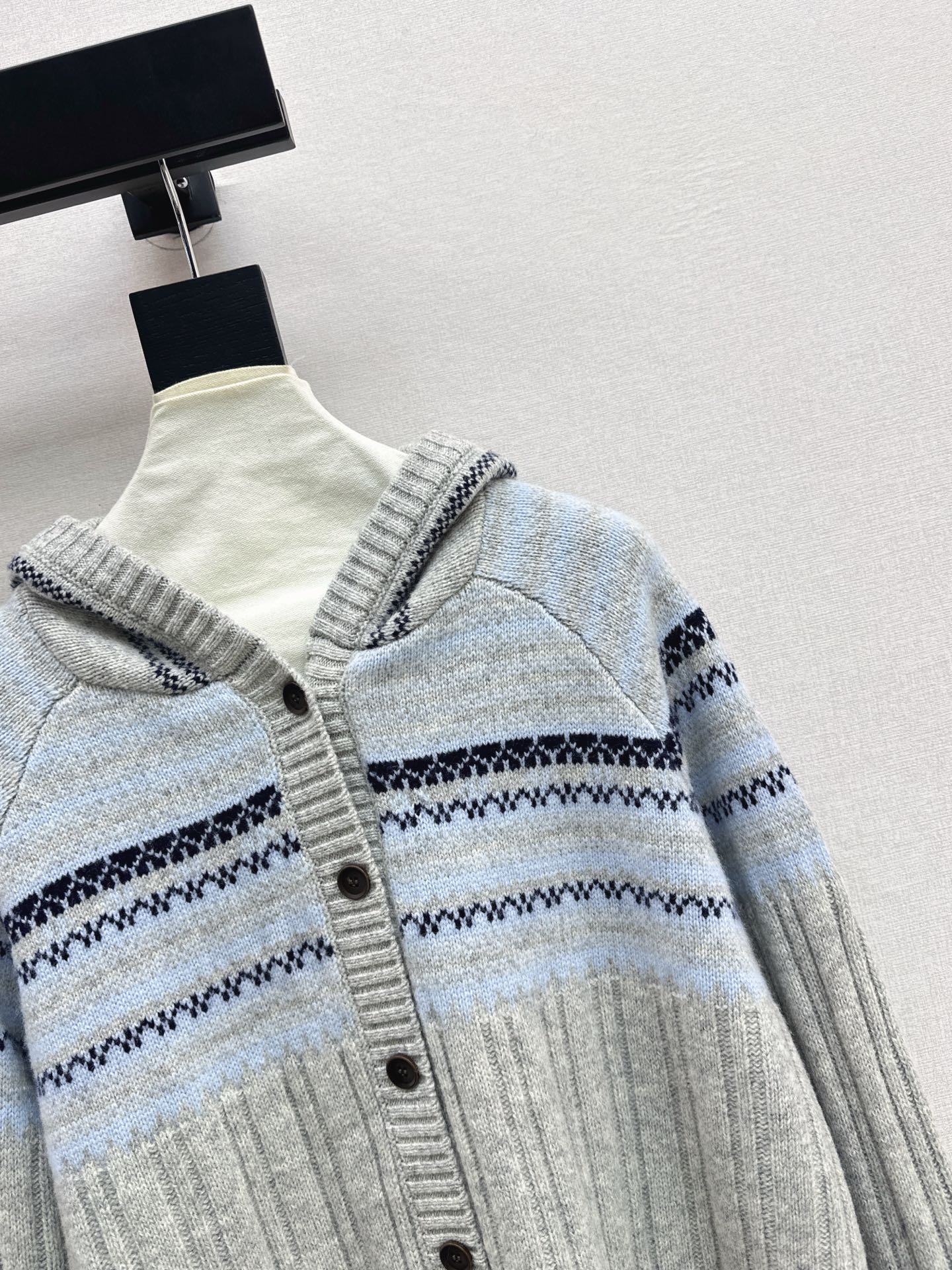 Loro NEW Fair Isle hooded knitted cardigan
