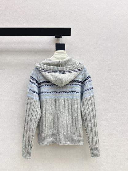 Loro NEW Fair Isle hooded knitted cardigan