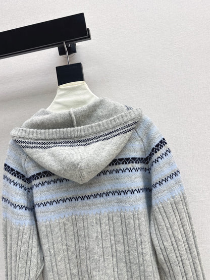 Loro NEW Fair Isle hooded knitted cardigan