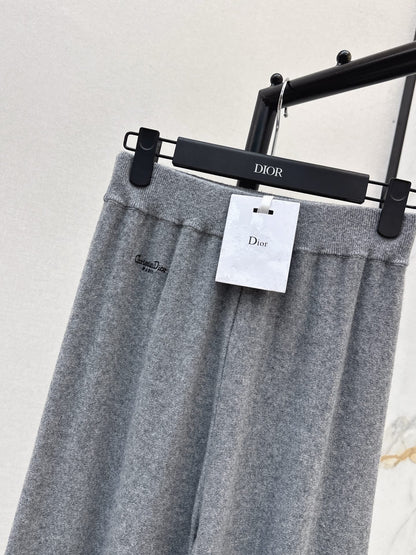 CD NEW Embroidered cashmere wide-leg trousers