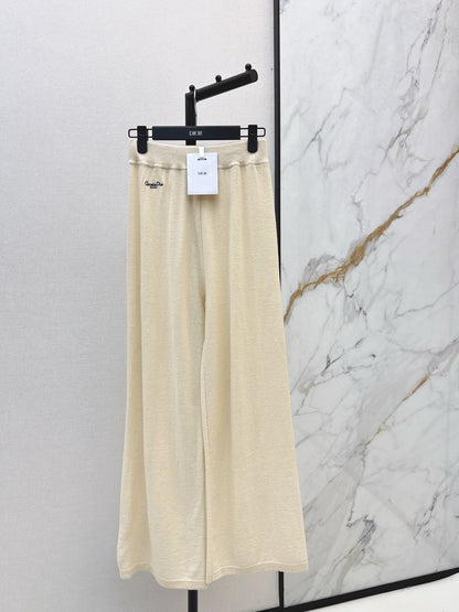 CD NEW Embroidered cashmere wide-leg trousers
