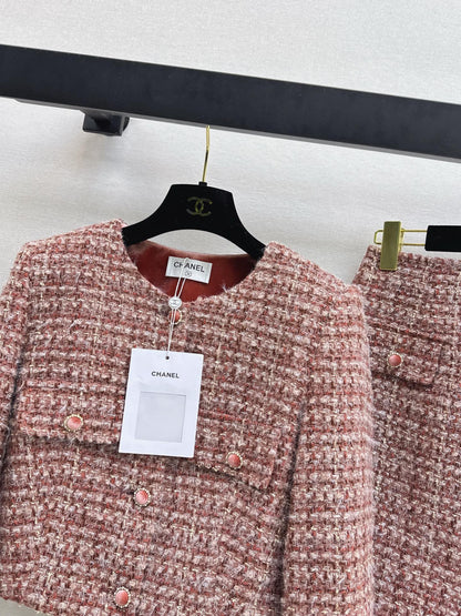 Chan NEW woven jacket A-lineskirts outfit sets