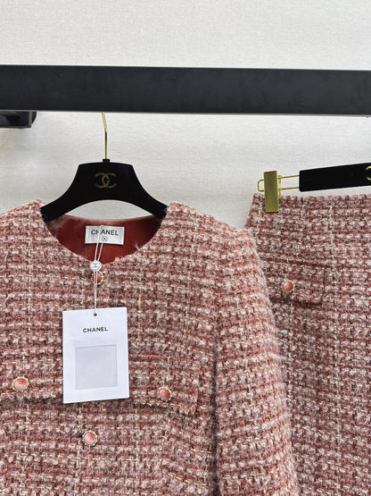 Chan NEW woven jacket A-lineskirts outfit sets