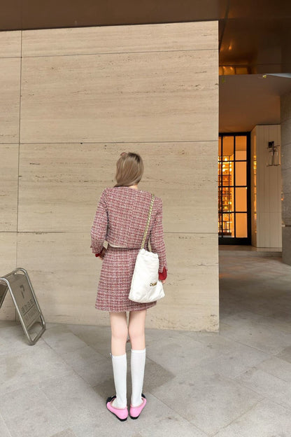 Chan NEW woven jacket A-lineskirts outfit sets