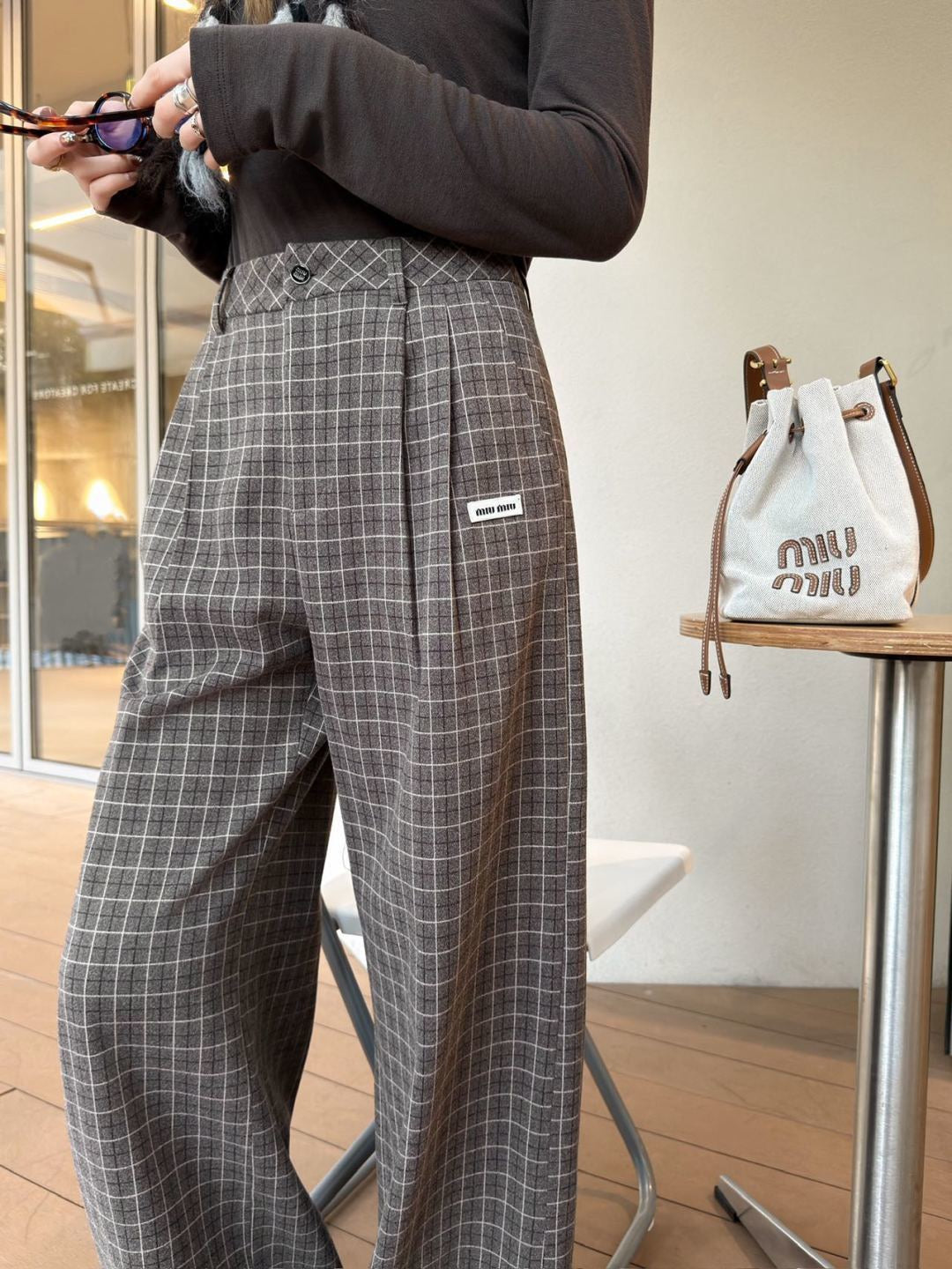 Miu NEW Retro plaid pants